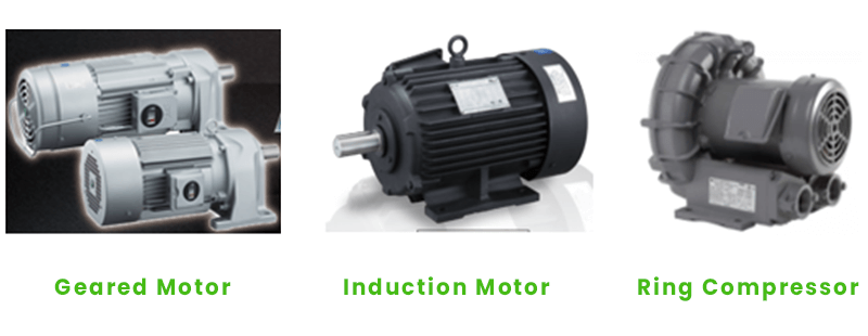 Geared Motor, Induction Motor, Ring Compressor